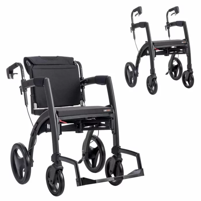 rollator en rolstoel in 1 zwart rollz motion